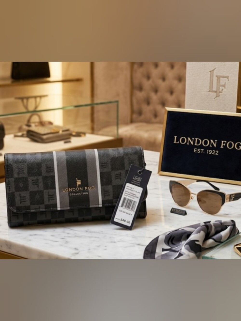 NWT London Fog Sophia Signature Flap Wallet - Black